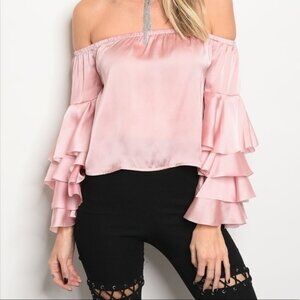 Pink Ruffle Detail Blouse